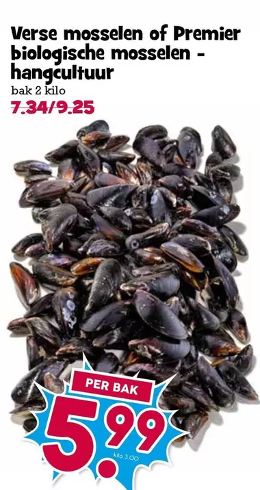 Verse mosselen of Premier biologische mosselen - hangcultuur