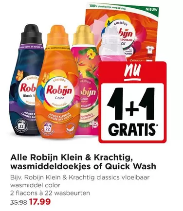 Robijn Klein & Krachtig, wasmiddeldoekjes of Quick Wash