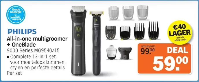 Philips - All-in-one multigroomer + OneBlade 9000 Series MG9540/15