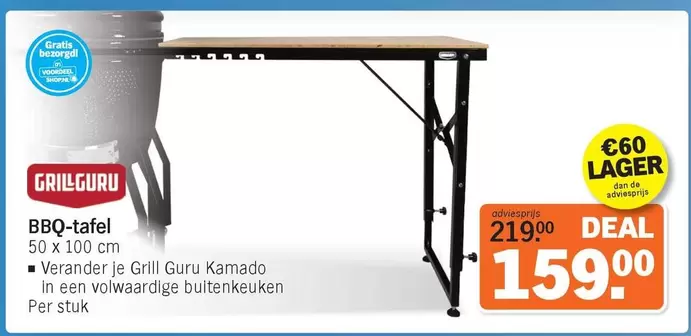 De - BBQ-tafel 50 x 100 cm