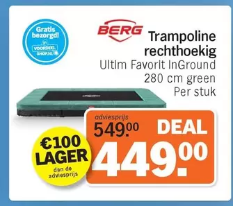 De - Trampoline rechthoekig Ultim Favorit InGround 280 cm green