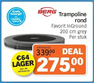Trampoline rond Favorit InGround 200 cm grey