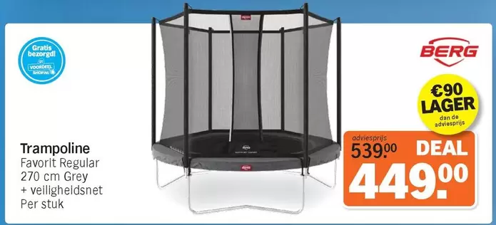 De - Trampoline Favorit Regular 270 cm Grey + veiligheidsnet