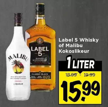 Label - Whisky of Malibu Kokoslikeur