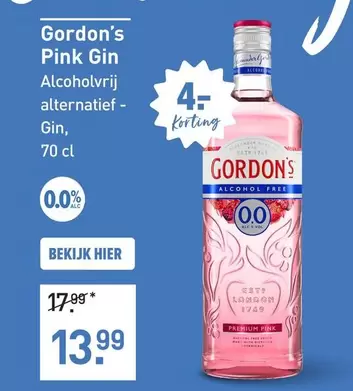 Gordon's - Pink Gin Alcoholvrij alternatief - Gin