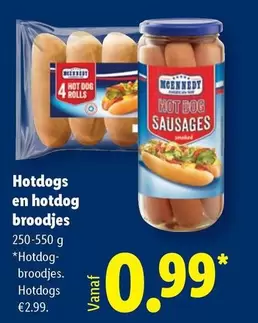 Hotdog sausages and hotdog rolls