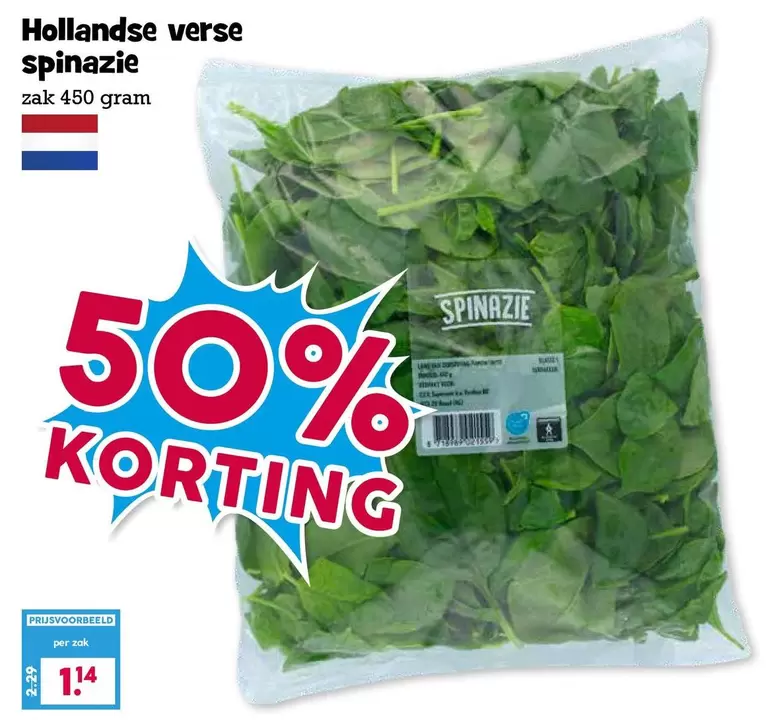Hollandse verse spinazie zak 450 gram