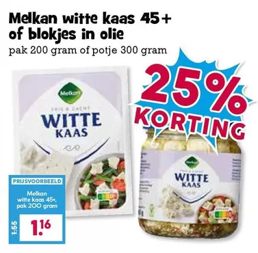 Melkan witte kaas 45+ of blokjes in olie