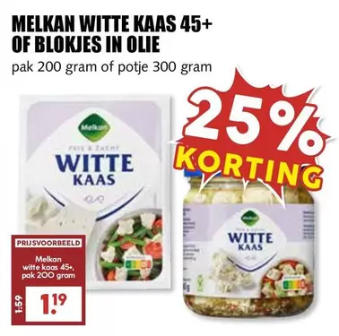 MELKAN WITTE KAAS 45+ OF BLOKJES IN OLIE