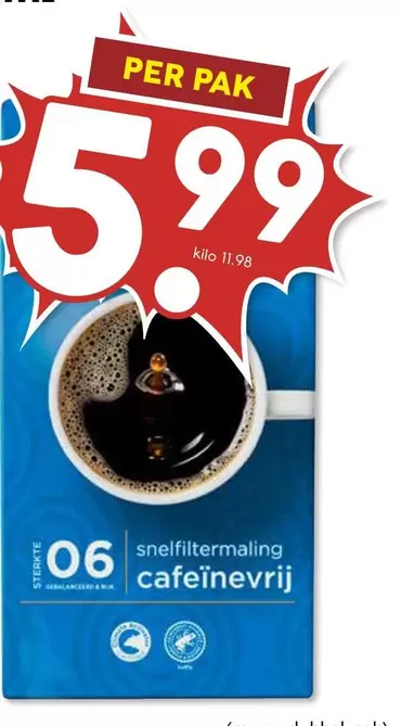snelfiltermaling cafeïne-vrij