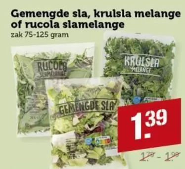 Gemengde sla, krulsla melange of rucola slamelange