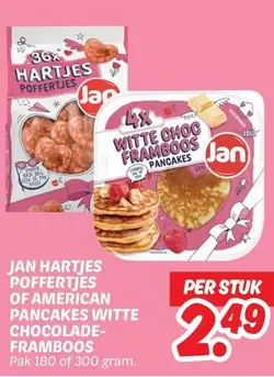 HARTJES POFFERTIJS OF AMERICAN PANCAKES WITTE CHOCOLADE-FRAMBOOS