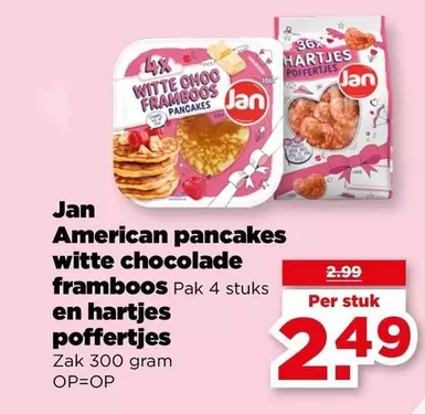 American pancakes witte chocolade framboos en hartjes poffertjes