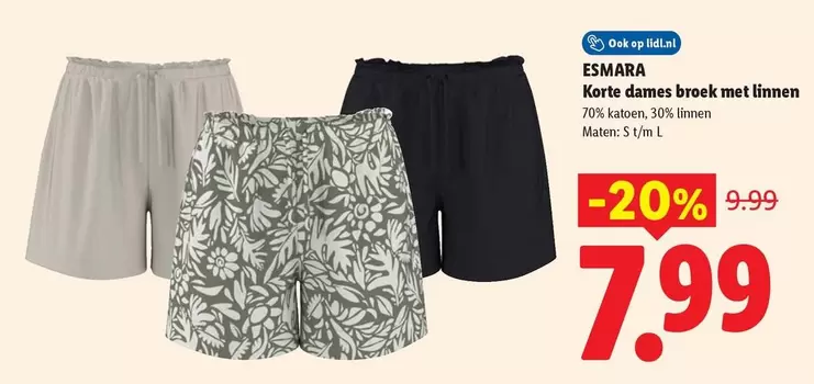 Op - Korte dames broek met linnen