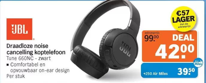 jbl - Draadloze noise cancelling koptelefoon Tune 660NC - zwart