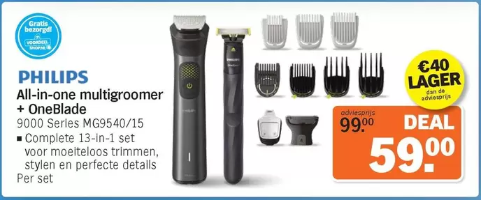 Philips - All-in-one multigroomer + OneBlade 9000 Series MG9540/15