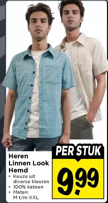 Heren Linnen Look Hemd
