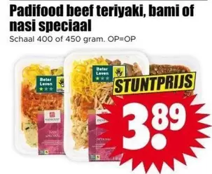 Padifood beef teriyaki, bami of nasi speciaal