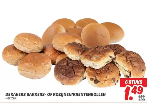 Dekavers Bakkers- of Rozijnen/krentenbollen