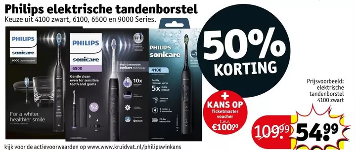 Philips - elektrische tandenborstel Keuze uit 4100 zwart, 6100, 6500 en 9000 Series