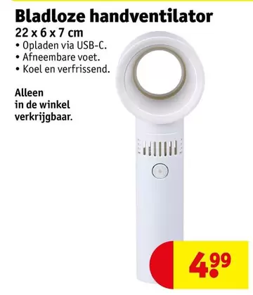 De - Bladloze handventilator