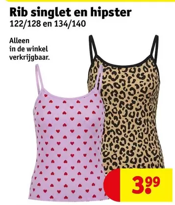 De - Rib singlet en hipster 122/128 en 134/140