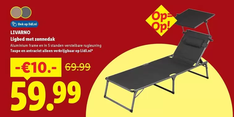 Op - Ligbed met zonnedak
