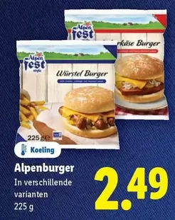 GE - Alpenburger Würstel Burger / Käse Burger