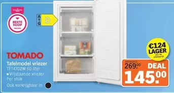 De - Tafelmodel vriezer TFT4702W 60 liter