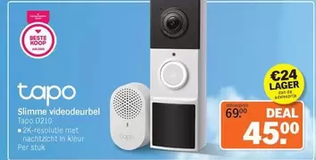 De - Slimme videodeurbel Tapo D210