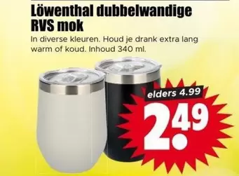 extra - Dubbelwandige RVS mok