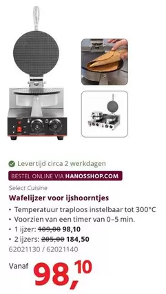 Wafelijzer voor ijshoorntjes