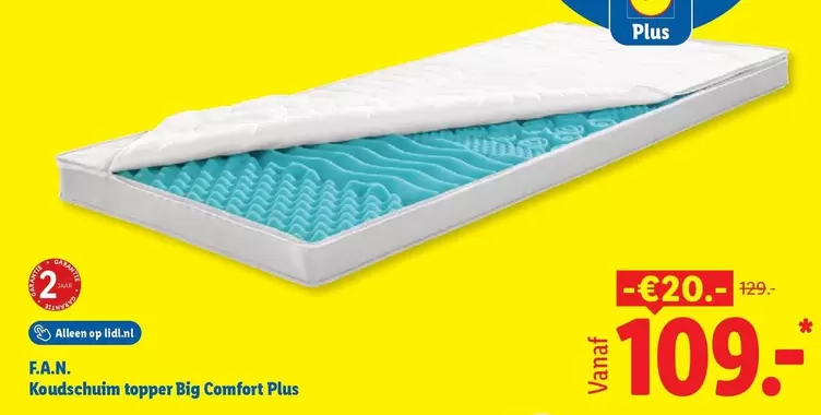 Op - Koudschuim topper Big Comfort Plus