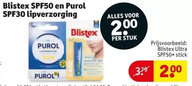 Blistex SPF50 en Purol SPF30 lipverzorging