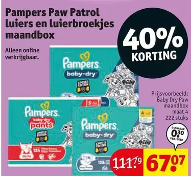 Pampers -  Paw Patrol luiers en luierbroekjes maandbox