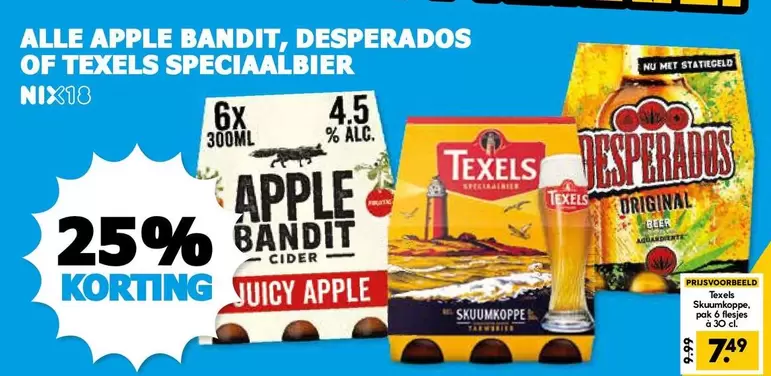 Apple - APPLE BANDIT CIDER JUICY APPLE, DESPERADOS ORIGINAL, TEXELS SKUMKOPPE