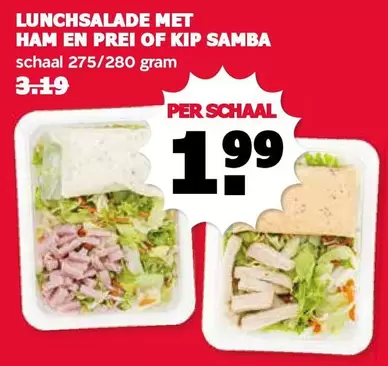 LUNCHSALADE MET HAM EN PREI OF KIP SAMBA