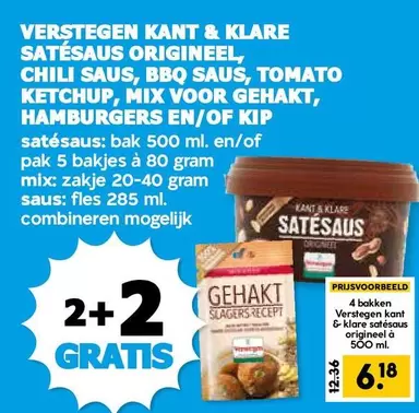 Mix - VERSTEGEN KANT & KLARE SATÉSAUS ORIGINEEL, CHILI SAUS, BBQ SAUS, TOMATO KETCHUP, MIX VOOR GEHAKT, HAMBURGERS EN/OF KIP