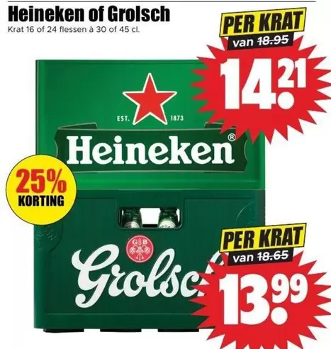 Heineken - Krat 16 of 24 flessen