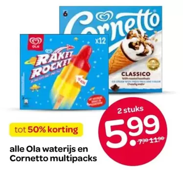 Ola waterijs en Cornetto multipacks