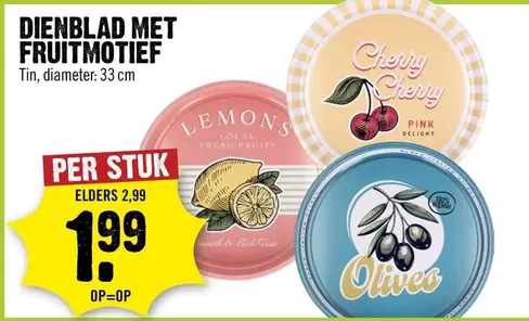 Pink - Dienblad met fruitmotief