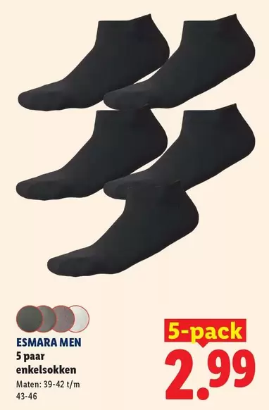 5 paar enkelsokken