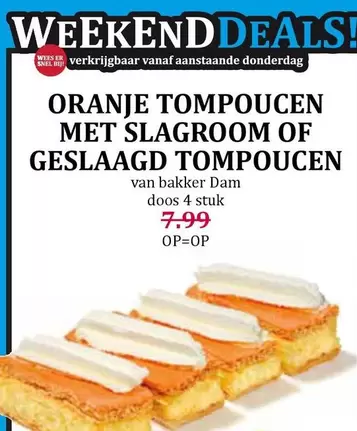 ORANJE TOMPOUCEN MET SLAGROOM OF GESLAAGD TOMPOUCEN