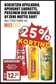 RED - BERENTZEN APFELKORN, APENSHOT LIKORETTE, PUSCHKIN ORANGE OF ZURE MATTIE SHOT