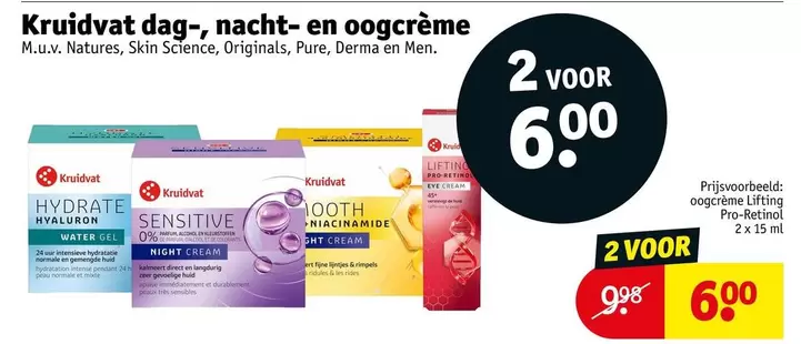 De - dag-, nacht- en oogcrème