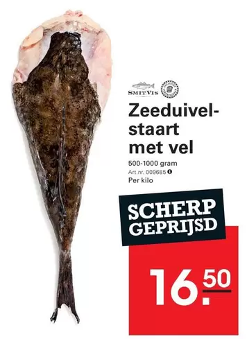 Zeeduivelstaart met vel