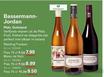Jordan - Riesling Trocken Art.nr. 103405, Blanc de Noir Art.nr. 760998, Fles 75 cl Art.nr. 198899