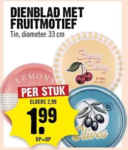 Pink - Dienblad met fruitmotief