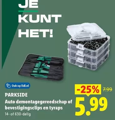 Op - Auto demontagegereedschap of bevestigingsclips en tyraps 14- of 630-delig