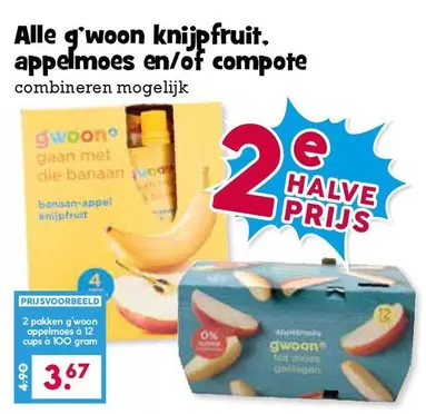 knijpfruit. appelmoes en/of compote